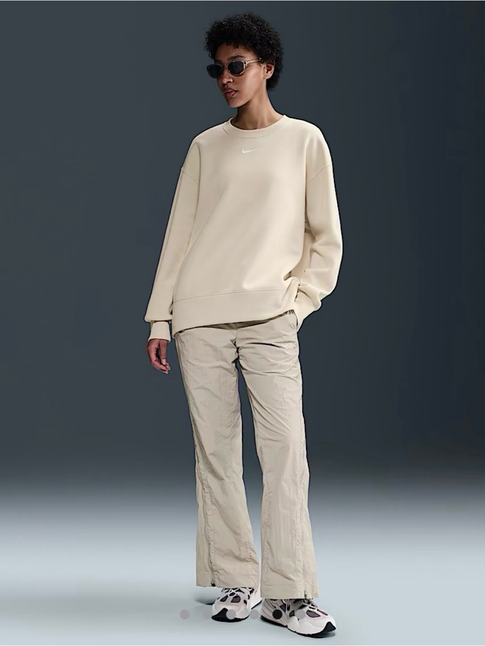 Nike Cream Oversized Crew Sweatshirt with Subtle Swoosh
